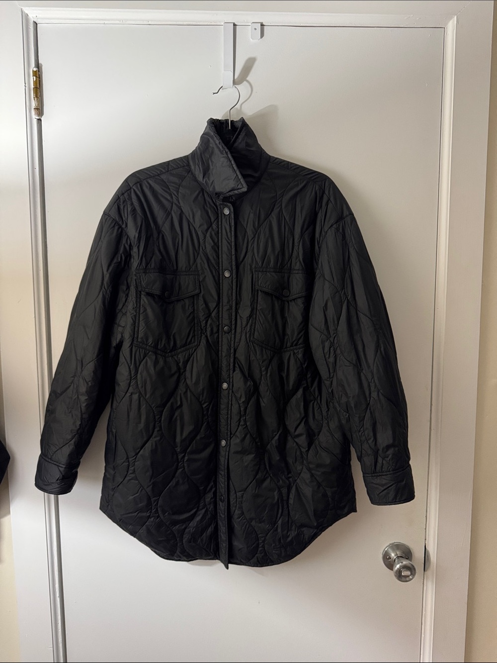 Wilfred Black Quilted Lightweight Shirt Jacket